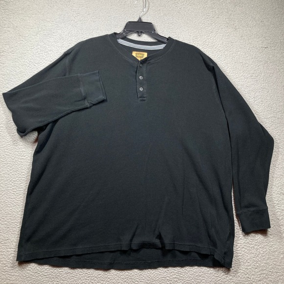 The Foundry Supply Co Henley Mens 4XLT Black Gray Waffle Knit Thermal 2 Pack - Picture 7 of 16